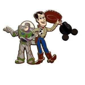 Disney Buzz Lightyear Woody Trading Pin Waving Hinged Toy Story Jewelry Badge